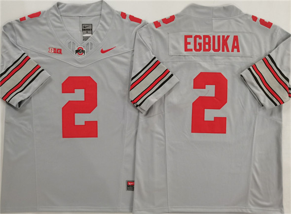 Ohio State Buckeyes #2 Emeka Egbuka Gray 2025 F.U.S.E. Limited Stitched Jersey Ohio State Buckeyes #2 Emeka Egbuka Gray 2025 F.U.S.E. Limited Stitched Jersey