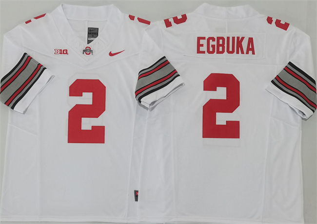 Ohio State Buckeyes #2 Emeka Egbuka White 2025 F.U.S.E. Limited Stitched Jersey Ohio State Buckeyes #2 Emeka Egbuka White 2025 F.U.S.E. Limited Stitched Jersey