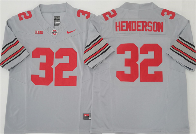 Ohio State Buckeyes #32 TreVeyon Henderson Gray 2025 F.U.S.E. Limited Stitched Jersey Ohio State Buckeyes #32 TreVeyon Henderson Gray 2025 F.U.S.E. Limited Stitched Jersey