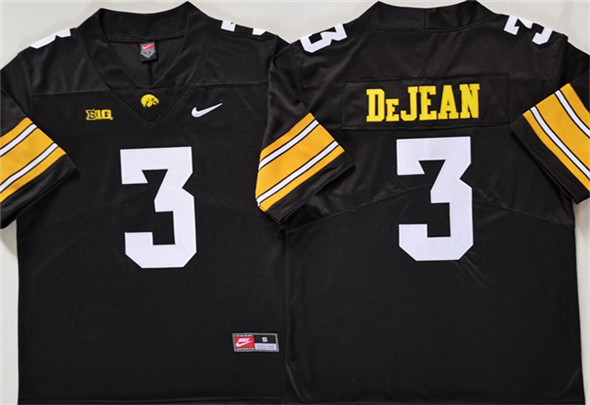 Iowa Hawkeyes #3 Cooper DeJean Black Stitched Jersey