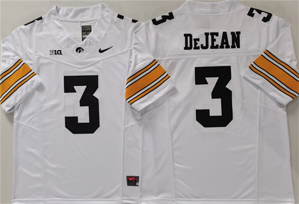 Iowa Hawkeyes #3 Cooper DeJean White F.U.S.E. Stitched Jersey