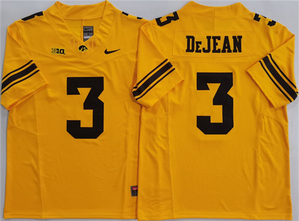 Iowa Hawkeyes #3 Cooper DeJean Yellow F.U.S.E. Stitched Jersey