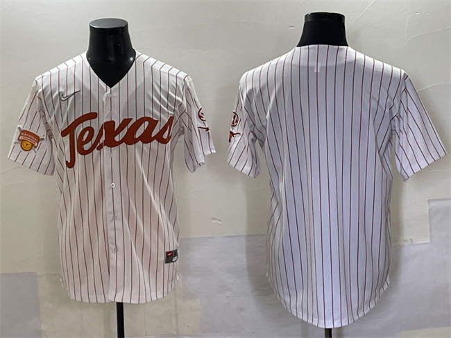 Texas Longhorns Blank White Pinstripe 2025 Softball National Champions & SEC Patch Stitched Jersey Texas Longhorns Blank White Pinstripe 2025 Softball National Champions & SEC Patch Stitched Jersey
