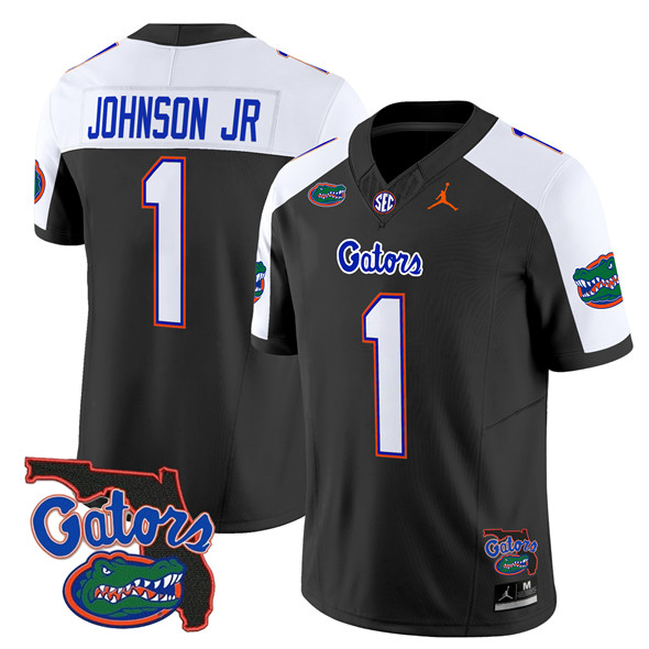 Florida Gators #1 Montrell Johnson Jr. Black Alternate 2024 F.U.S.E. Florida Patch Vapor Limited Stitched Football Jersey