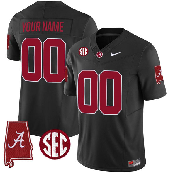 Alabama Crimson Tide Active Player Custom Black F.U.S.E. Alabama Map Stitched Football Jersey