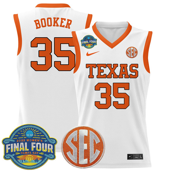 Texas Longhorns #35 Madison Booker White 2025 Sec Women??s Final Four Patch Stitched Basketball Jersey