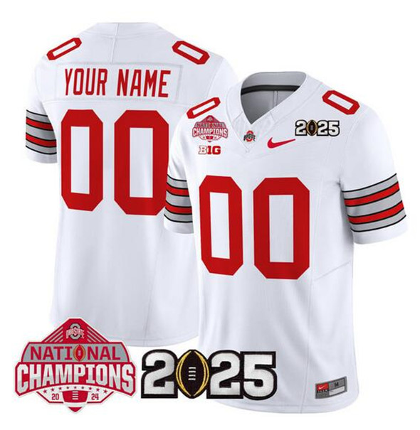 Ohio State Buckeyes Active Player Custom White 2025 CFP Final With National Champions Patch F.U.S.E. Vapor Limited Stitched Jersey Ohio State Buckeyes Active Player Custom White 2025 CFP Final With National Champions Patch F.U.S.E. Vapor Limited Stitched Jersey