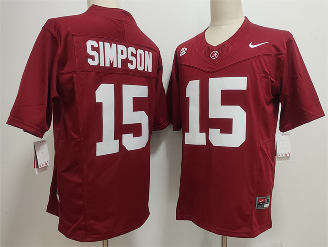 Alabama Crimson Tide #15 Ty Simpson Red F.U.S.E. Stitched Football Jersey