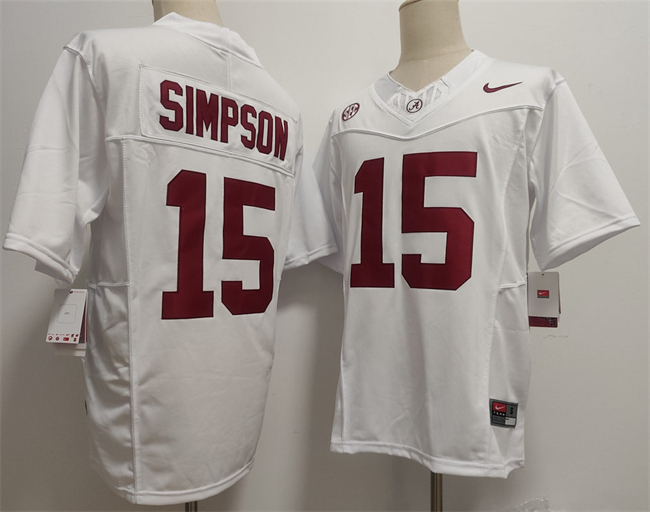 Alabama Crimson Tide #15 Ty Simpson White F.U.S.E. Stitched Football Jersey