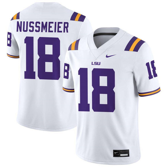 LSU Tigers #18 Garrett Nussmeier White Limited Stitched Game Jersey