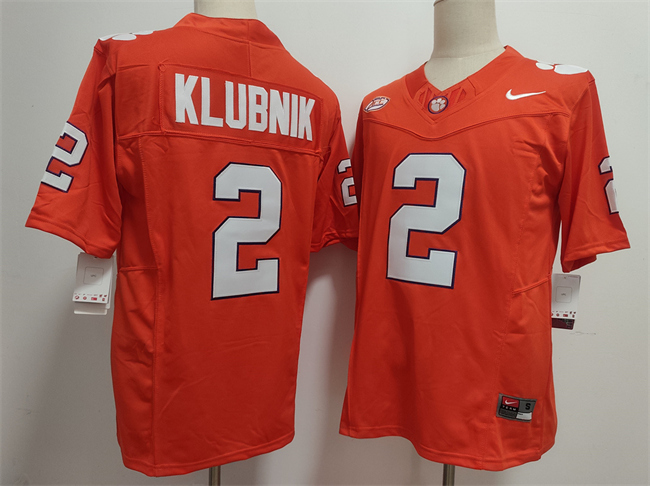Clemson Tigers #2 Cade Klubnik Orange F.U.S.E. Stitched Football Jersey