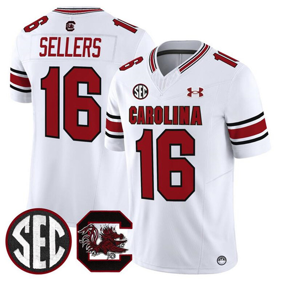 South Carolina Gamecocks #16 LaNorris Sellers White 2025 F.U.S.E. Stitched Jersey