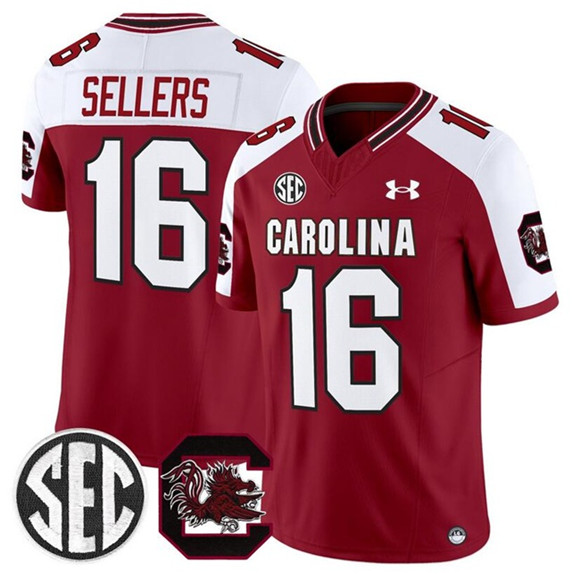 South Carolina Gamecocks #16 LaNorris Sellers Garnet White 2025 F.U.S.E. Stitched Jersey