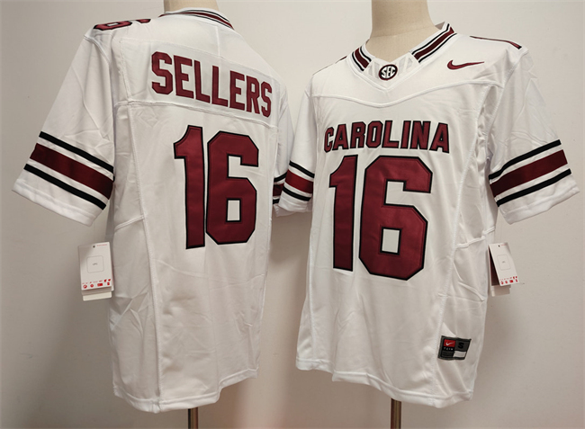Men's South Carolina Fighting Gamecocks #16 LaNorris Sellers White F.U.S.E. Stitched Jersey