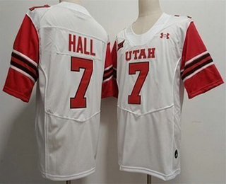 Utah Utes #7 Johnathan Hall White College Football Jersey