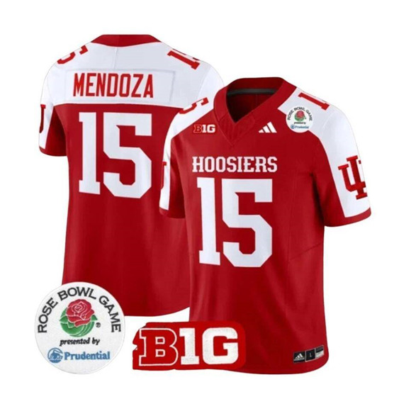 Indiana Hoosiers #15 Fernando Mendoza 2025 F.U.S.E. Rose Bowl Red White Stitched Jersey