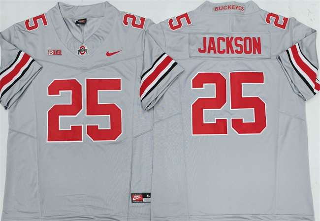 Ohio State Buckeyes #25 Lamar Bo Jackson Gray 2025 F.U.S.E. Limited Stitched Jersey Ohio State Buckeyes #25 Lamar Bo Jackson Gray 2025 F.U.S.E. Limited Stitched Jersey