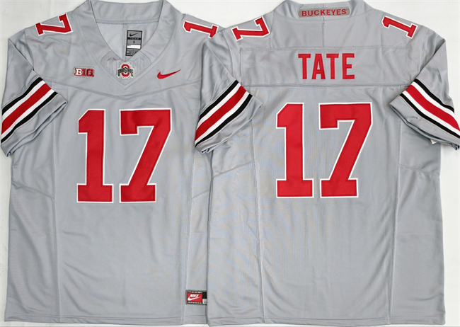 Ohio State Buckeyes #17 Carnell Tate Gray 2025 F.U.S.E. Limited Stitched Jersey Ohio State Buckeyes #17 Carnell Tate Gray 2025 F.U.S.E. Limited Stitched Jersey