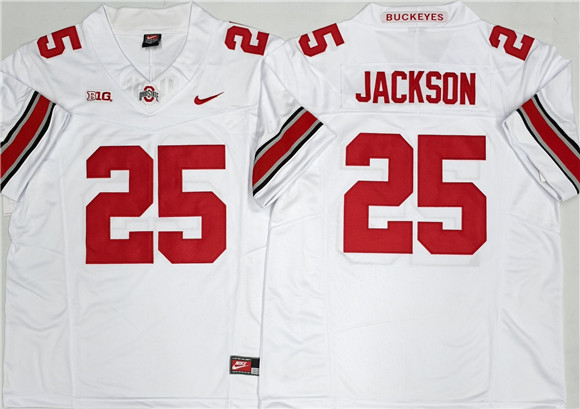Ohio State Buckeyes #25 Lamar Bo Jackson White 2025 F.U.S.E. Limited Stitched Jersey Ohio State Buckeyes #25 Lamar Bo Jackson White 2025 F.U.S.E. Limited Stitched Jersey