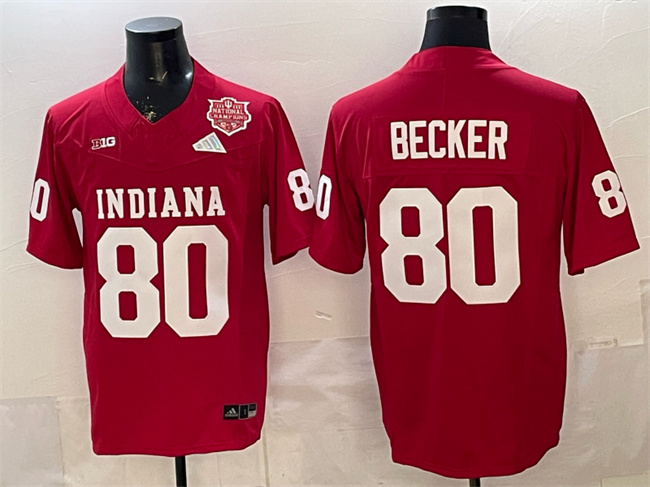 Indiana Hoosiers #80 Charlie Becker Red F.U.S.E. 2025 National Champions Patch Stitched Football Jersey