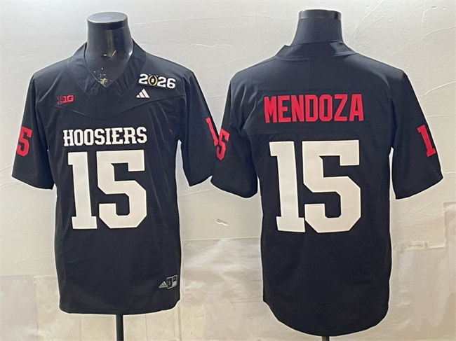 Indiana Hoosiers #15 Fernando Mendoza Black F.U.S.E. 2026 Patch Stitched Basketball Jersey