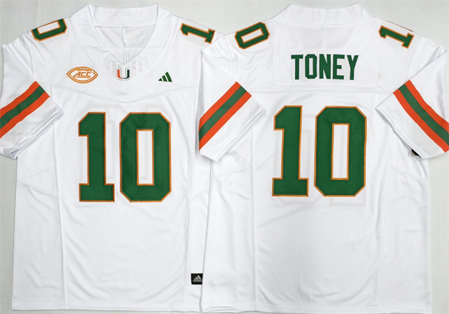 Miami Hurricanes #10 Malachi Toney White F.U.S.E. 2026 Stitched Football Jersey