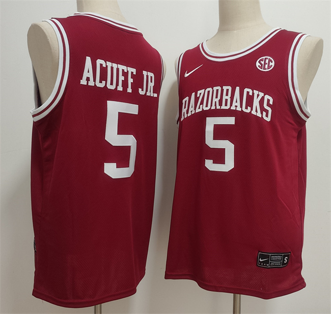 Arkansas Razorbacks #5 Darius Acuff Jr. Red Stitched Football Jersey
