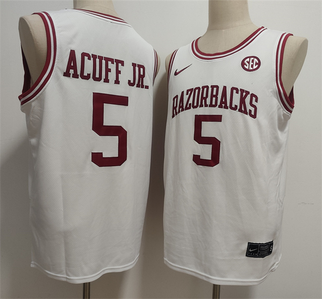Arkansas Razorbacks #5 Darius Acuff Jr. White Stitched Football Jersey