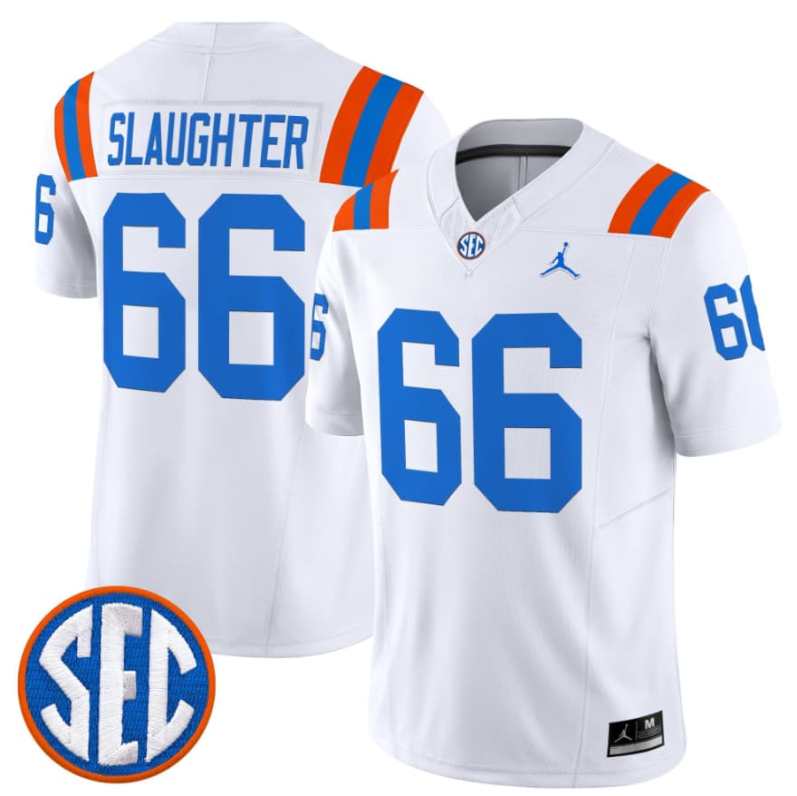 Florida Gators #66 Jake Slaughter White ??1960s Throwback?? F.U.S.E. Vapor Limited Stitched Jersey Florida Gators #66 Jake Slaughter White ??1960s Throwback?? F.U.S.E. Vapor Limited Stitched Jersey