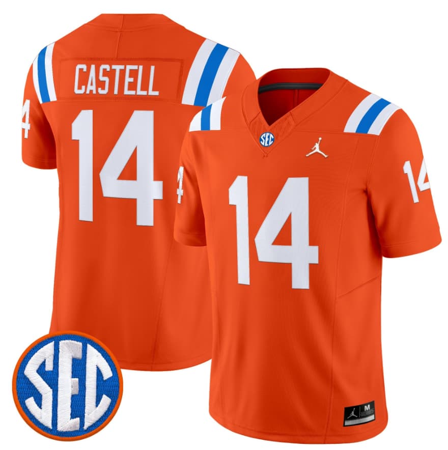 Florida Gators #14 Jordan Castell Orange ??1960s Throwback?? F.U.S.E. Vapor Limited Stitched Jersey