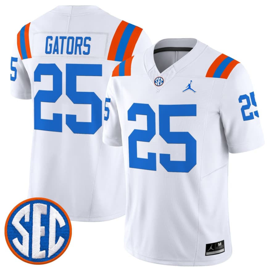 Florida Gators #25 Gators White ??1960s Throwback?? F.U.S.E. Vapor Limited Stitched Jersey