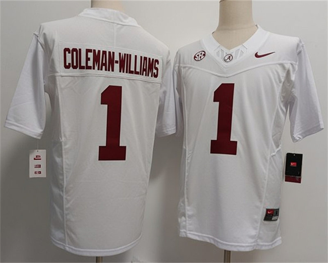 Alabama Crimson Tide #1 Ryan Alexander Coleman-Williams Jr White F.U.S.E 2026 Stitched Football Jersey