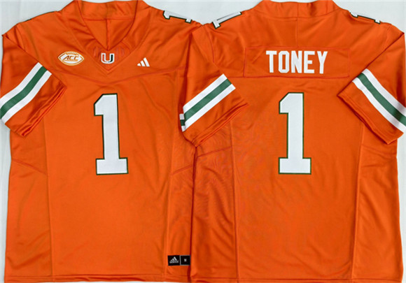 Miami Hurricanes #1 Malachi Toney Orange F.U.S.E. Stitched Football Jersey