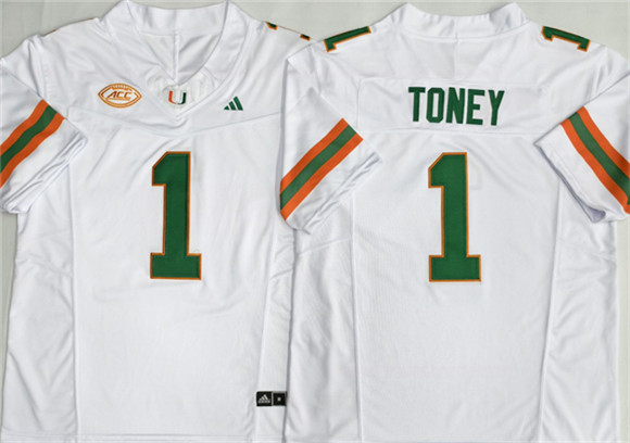 Miami Hurricanes #1 Malachi Toney White F.U.S.E. Stitched Football Jersey