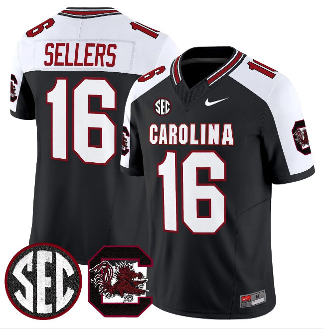 South Carolina Gamecocks #16 LaNorris Sellers Black White 2026 F.U.S.E. Stitched Nike Jersey
