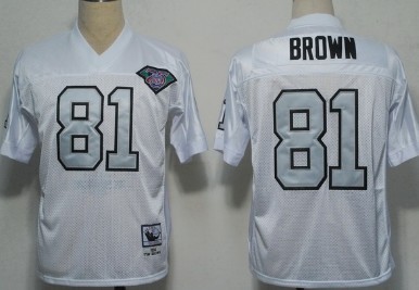 Oakland Raiders #81 Tim Brown White With Silver Throwback Jersey Oakland Raiders #81 Tim Brown White With Silver Throwback Jersey