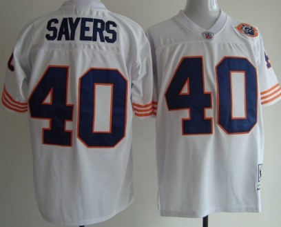 Chicago Bears #40 Gale Sayers White Throwback With Bear Patch Jersey Chicago Bears #40 Gale Sayers White Throwback With Bear Patch Jersey