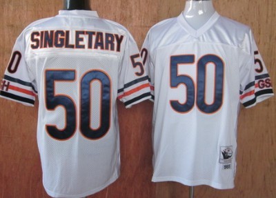 Chicago Bears #50 Mike Singletary White Throwback Jersey Chicago Bears #50 Mike Singletary White Throwback Jersey