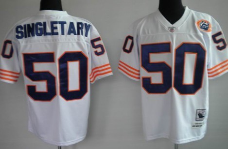 Chicago Bears #50 Mike Singletary White Throwback With Bear Patch Jersey Chicago Bears #50 Mike Singletary White Throwback With Bear Patch Jersey