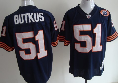 Chicago Bears #51 Dick Butkus Blue Throwback With Bear Patch Jersey Chicago Bears #51 Dick Butkus Blue Throwback With Bear Patch Jersey