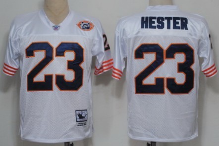 Chicago Bears #23 Devin Hester White Throwback With Bear Patch Jersey Chicago Bears #23 Devin Hester White Throwback With Bear Patch Jersey