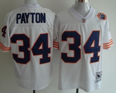 Chicago Bears #34 Walter Payton White Throwback With Bear Patch Jersey Chicago Bears #34 Walter Payton White Throwback With Bear Patch Jersey