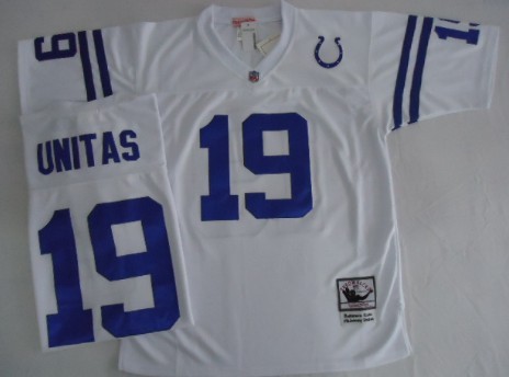 Indianapolis Colts #19 Johnny Unitas White Short-Sleeved Throwback Jersey Indianapolis Colts #19 Johnny Unitas White Short-Sleeved Throwback Jersey