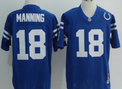Indianapolis Colts #18 Peyton Manning Blue Short-Sleeved Throwback Jersey Indianapolis Colts #18 Peyton Manning Blue Short-Sleeved Throwback Jersey