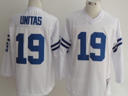 Indianapolis Colts #19 Johnny Unitas White Long-Sleeved Throwback Jersey Indianapolis Colts #19 Johnny Unitas White Long-Sleeved Throwback Jersey