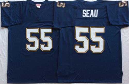 Mitchell & Ness 1994 Chargers #55 Junior Seau Navy Blue Throwback Jersey