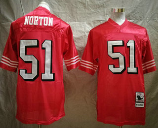 San Francisco 49ers #51 Ken Norton Jr. Red Throwback Mitchell & Ness Jersey