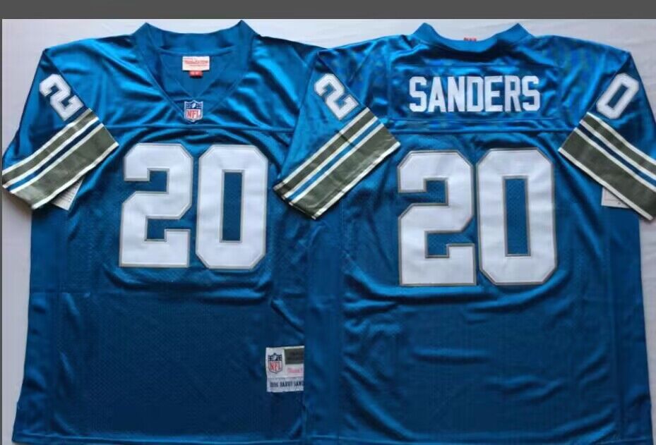 Detroit Lions #20 Barry Sanders Blue Throwback Jersey