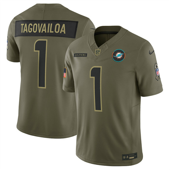 Miami Dolphins #1 Tua Tagovailo Olive 2025 F.U.S.E. Salute to Service Limited Football Stitched Jersey