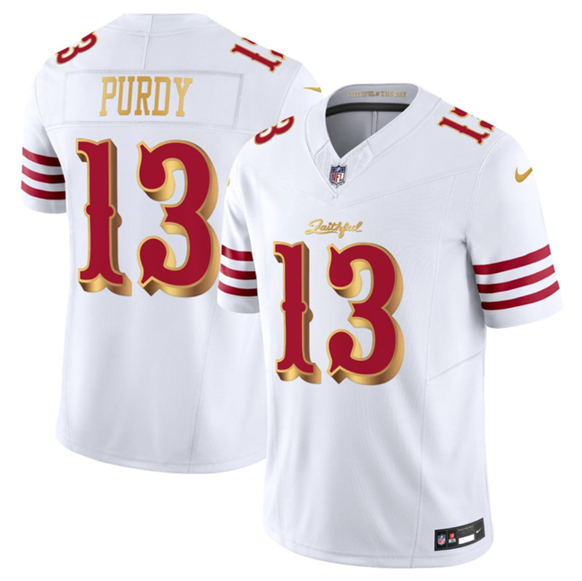 San Francisco 49ers #13 Brock Purdy White Gold 2025 F.U.S.E. "Rivalries" Vapor Limited Football Stitched Jersey